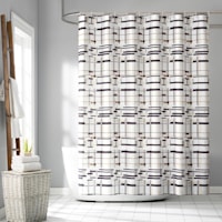 13-Piece Vinton Grey Striped Shower Curtain Set, 70x72