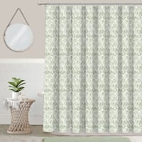 13-Piece Green Feather Leaves Shower Curtain Set, 70x72