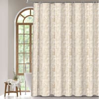 13-Piece Tan Petal Stripe Shower Curtain Set, 70x72