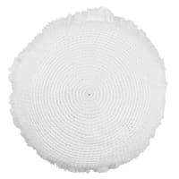 Found & Fable White Knitted Round Throw Pillow with Fringe, 16"