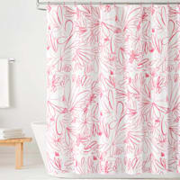 Oh Joy! 13-Piece Floral Lines White & Hot Pink Shower Curtain Set, 72"