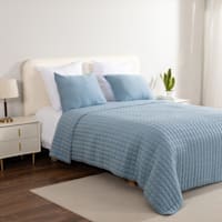 Light Blue Soft Knit Jersey Quilt, King