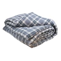 Honeybloom 3-Piece Blue Plaid Flannel Printed Cotton Comforter Set, King