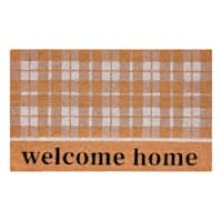 Honeybloom Welcome Home Plaid Coir Mat, 18x30