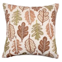 Embroidered Leaf Printed Throw Pillow, 18"