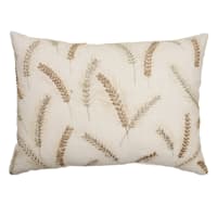 Wheat Embroidered & Beaded Throw Pillow, 14x20