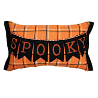 Spooky Banner Orange & Black Halloween Throw Pillow, 12x20