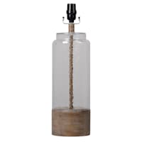 Ty Pennington Textured Glass with Wood Base Medium Table Lamp Base, 19"