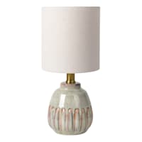 Honeybloom Green & Brown Reactive Glaze Mini Table Lamp with Shade, 12"