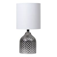 Found & Fable Hammered Silver Mini Table Lamp with Shade, 12"