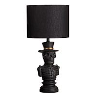 Midnight Shadows Black Skeleton Head Lamp with Shade, 24.5"
