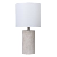 White Washed Carved Floral Small Table Lamp with Shade, 19"