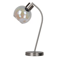 Silver Task Lamp with Iridescent Shade, 17"