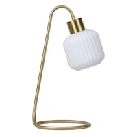 Brushed Brass Task Lamp with White Glass Shade, 16"