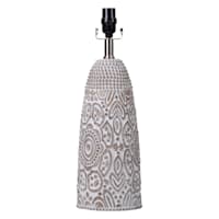 Found & Fable White Washed Carved Medium Table Lamp Base, 19"