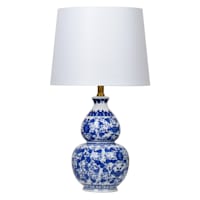 Providence Blue & White Chinoiserie Double Gourd Medium Table Lamp with Shade, 24"
