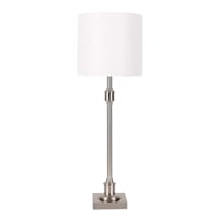 Silver Metal Buffet Large Table Lamp with Shade, 29"