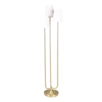 Providence Brushed Brass Triple Head Floor Lamp with White Fabric Shades, 65"