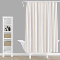 Tiny Dreamers Treats & Tiaras Purple & Pink Striped Shower Curtain, 72"