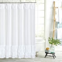 Tiny Dreamers Treats & Tiaras White Ruffle Shower Curtain, 72"