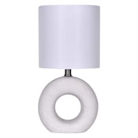 Crosby St. White Ceramic Textured Ring Small Table Lamp with Shade, 16"