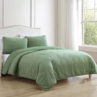2-Piece Green Tacked Corduroy Comforter Set, Twin/Twin XL