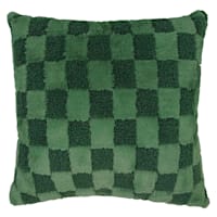 Green Check Plush Throw Pillow, 18"