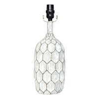 White Distressed Honeycomb Small Lamp Base, 15"