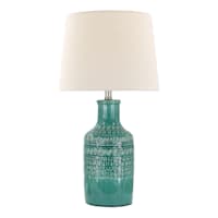 Found & Fable Green Patterned Ceramic Medium Table Lamp with Shade, 24"