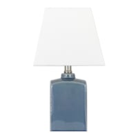 Providence Blue Ceramic Square Small Table Lamp with Shade, 15"