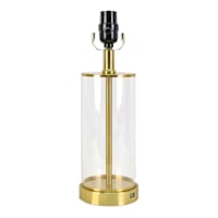 Gold & Glass Column Small Lamp Base with USB, 17"