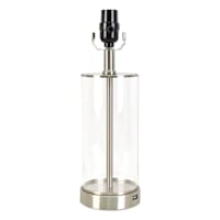 Silver & Glass Column Small Lamp Base with USB, 17"