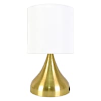 Gold Tapered Cone Small Table Lamp with Shade & USB, 15"