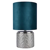 Found & Fable Silver Etched Metal Small Lamp with Green Shade, 16"