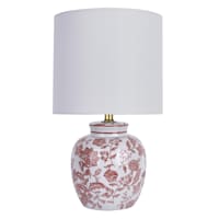 Providence Red Ceramic Chinoiserie Small Table Lamp with Shade, 14"
