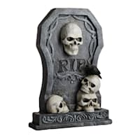 LED Tombstone with Skulls, 24"