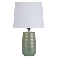 Found & Fable Green Textured Ceramic Small Lamp with Shade, 16"