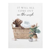 Steer In Bath Canvas Wall Art, 12x16