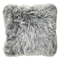 Grey Tipped Faux Fur Throw Pillow, 18"
