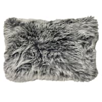 Grey Tipped Faux Fur Throw Pillow, 14x20