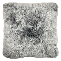 Grey Tipped Faux Fur Throw Pillow, 24"