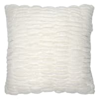 Beige Ruched Faux Fur Pillow, 24"