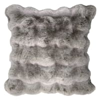 Greige Luxury Pom-Pom Faux Fur Throw Pillow, 18"