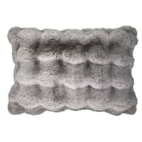 Greige Luxury Pom-Pom Faux Fur Throw Pillow, 14x20