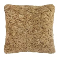 Brown Textured Faux Fur Throw Pillow, 18"
