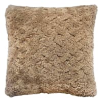 Brown Textured Faux Fur Throw Pillow, 24"