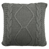 Honeybloom Dark Grey Knitted Throw Pillow, 18"