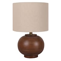 Crosby St. Walnut Wood Finish Sphere Small Table Lamp with Shade, 17.5"