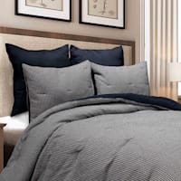 Crosby St. 3-Piece Navy Houndstooth Cotton Comforter Set, Full/Queen