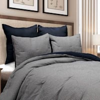 Crosby St. 3-Piece Navy Houndstooth Cotton Comforter Set, King
